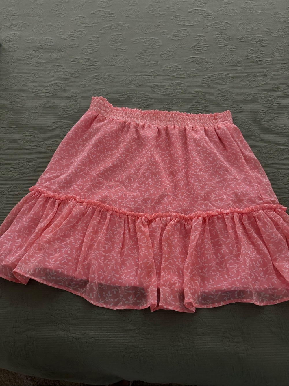 LOFT Pink Tiered Ruffle Mini Skirt